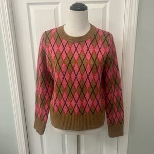 Beautiful Pink/Camel/Black Argyle Sweater